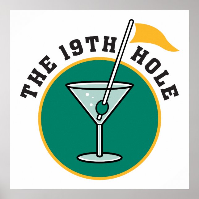 Póster golf 19.º hoyo tiempo de bebida humor (Frente)