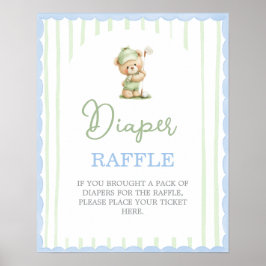 Póster Golf baby shower Diaper Raffle sign
