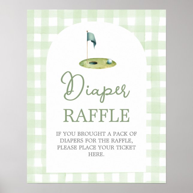 Póster Golf baby shower Diaper Raffle sign (Frente)
