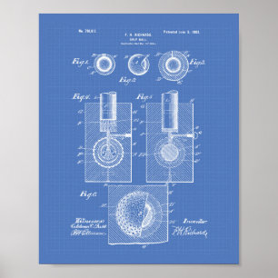 Póster Golf Ball 1902 Patent Art - Blueprint