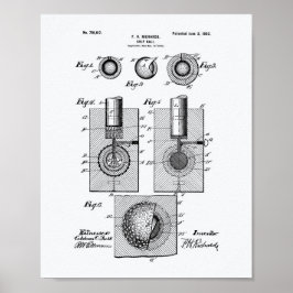 Póster Golf Ball 1902 Patent Art - Libro Blanco