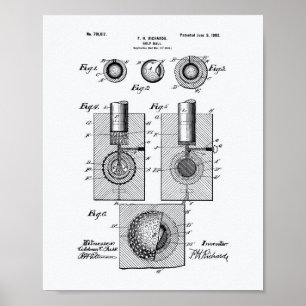 Póster Golf Ball 1902 Patent Art - Libro Blanco