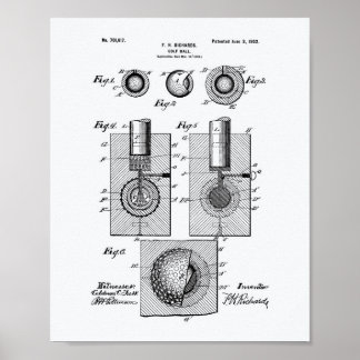 Póster Golf Ball 1902 Patent Art - Libro Blanco