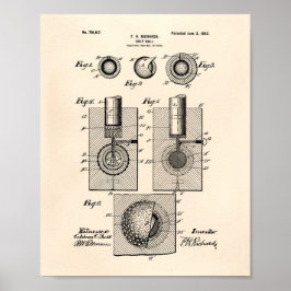 Póster Golf Ball 1902 Patent Art - Old Peper