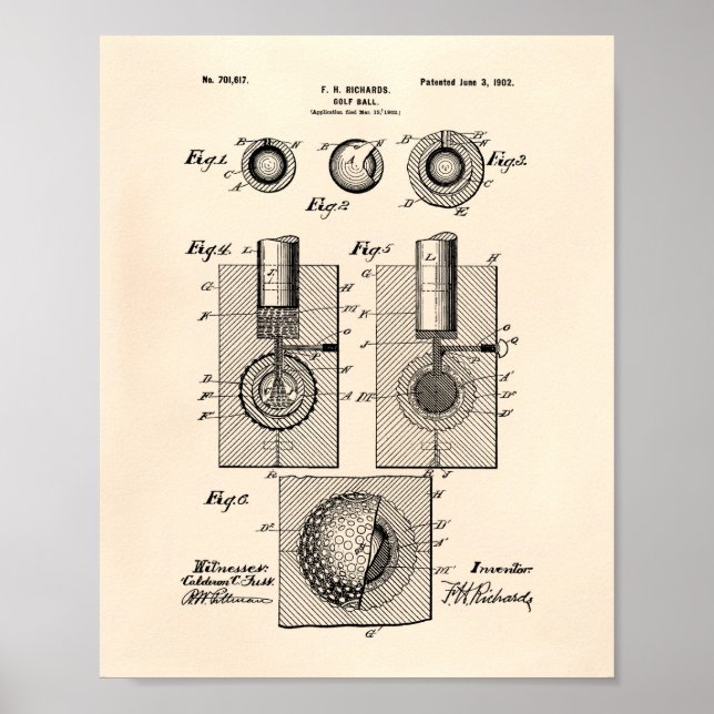 Póster Golf Ball 1902 Patent Art - Old Peper (Frente)
