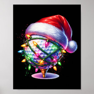 Póster Golf Ball Santa Hat Hombres Mujeres Navidades Golf