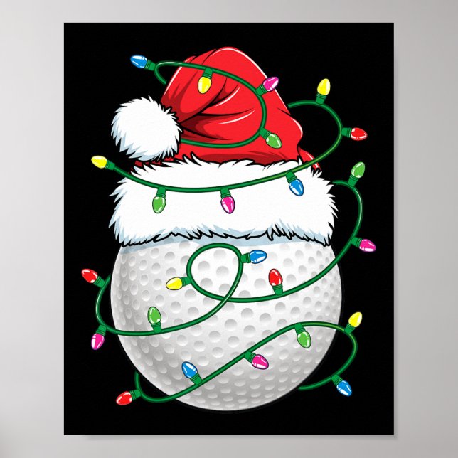 Póster Golf Ball Santa Hat Men Womens Christmas Golfing X (Frente)