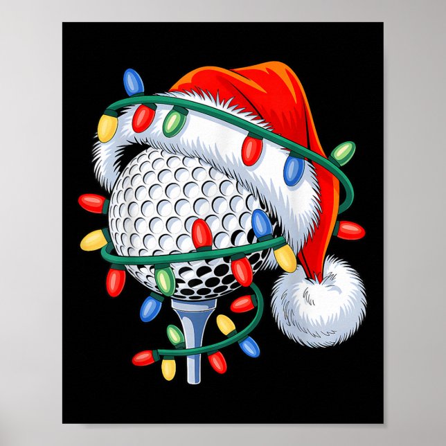Póster Golf Ball Santa Hat Xmas Navidades divertidos Homb (Frente)