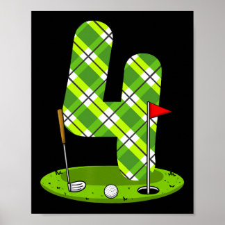 Póster Golf Birthday Shirt For Kids 4th Birthday Party Go