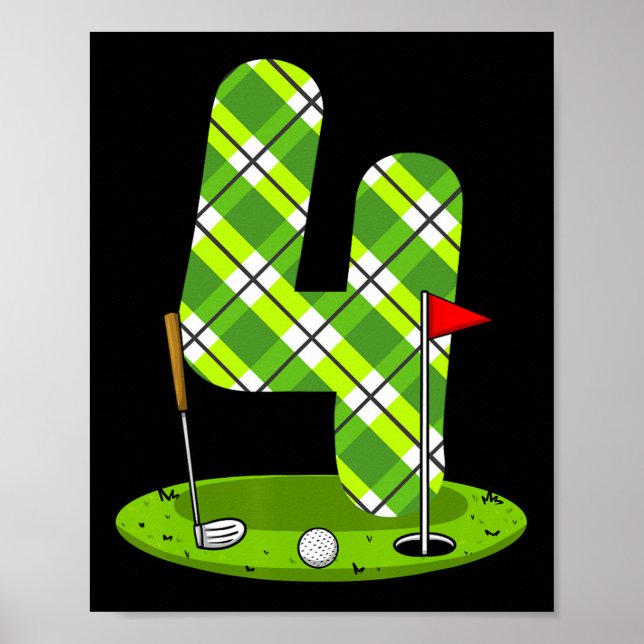 Póster Golf Birthday Shirt For Kids 4th Birthday Party Go (Frente)