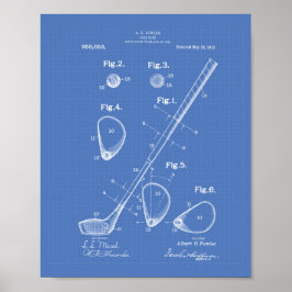 Póster Golf Club 1910 Patent Art - Blueprint