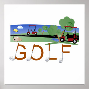 Póster Golf con carritos de golf camisetas y regalos
