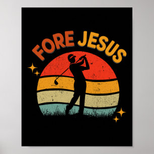 Póster Golf Cristiano para Jesús Golf Retro 70s Religioso