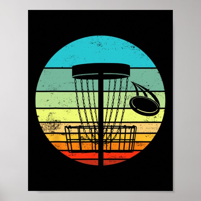 Póster Golf de Disco Atardecer Retro Vintage  (Frente)