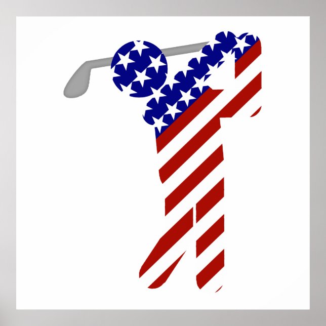 Póster GOLF DE HOMBRES Patrióticos DE EE.UU. (Frente)
