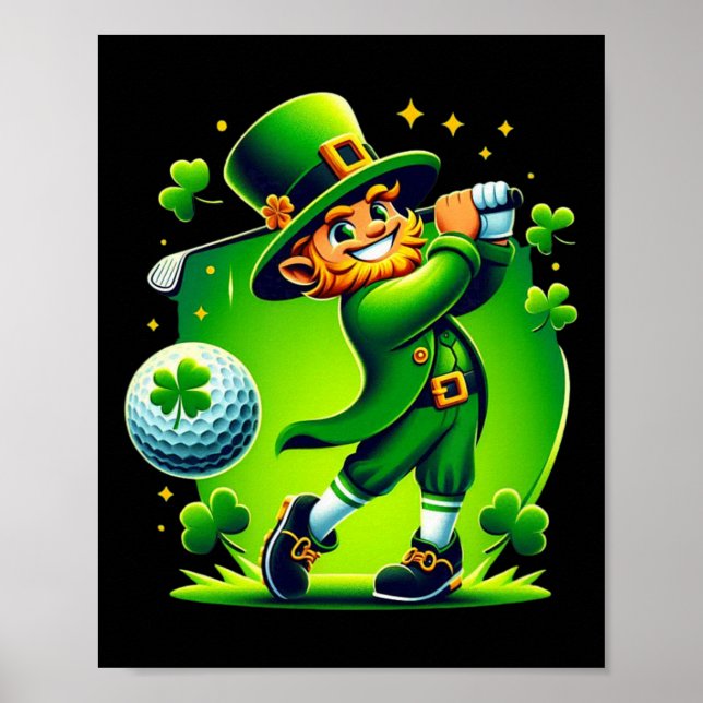 Póster Golf Día de San Patricio Golf Golf irlandés  (Frente)
