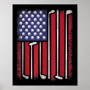 Póster Golf Divertido Bandera Americana Jugador de Golf V