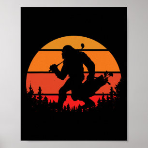 Póster Golf divertido de Bigfoot Retro Sasquatch jugando 