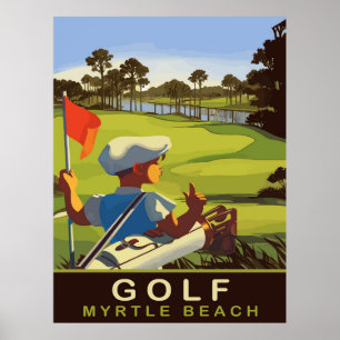 Póster Golf en Myrtle Beach, Carolina del Sur, Viaje