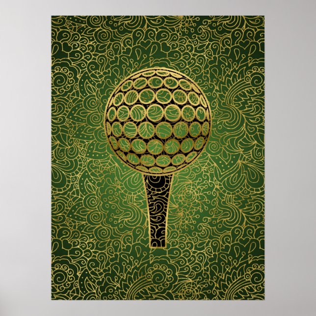 Póster Golf Gold Green Filigea Sports Art (Frente)