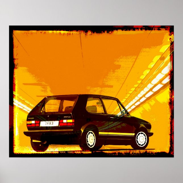 Póster Golf GTi MkI Naranja (Frente)