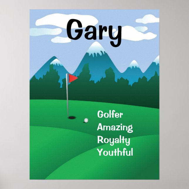Póster Golf Hombres Mujeres Nombre Personalizado Art Gift (Frente)