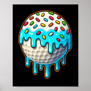 Póster Golf Ice Cream Drip Para Niños Hombres Mujeres Grá
