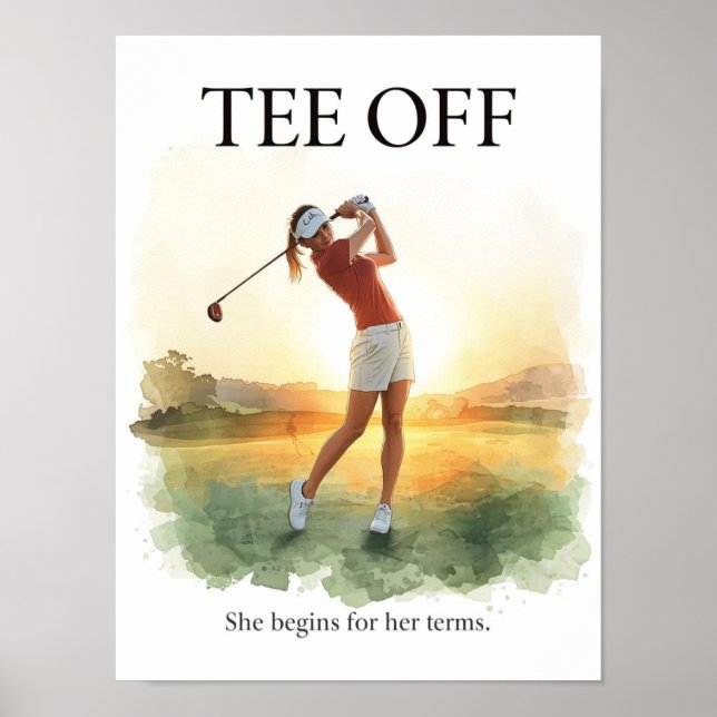 Póster Golf inicia con golfista mujer (Frente)
