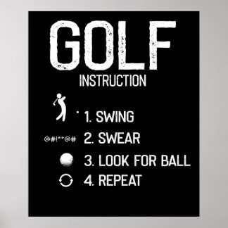 Póster Golf Instrucciones divertidas Golf