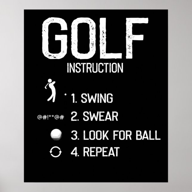 Póster Golf Instrucciones divertidas Golf (Frente)