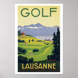 Póster Golf Lausanne Suiza ~ Viajes de época
