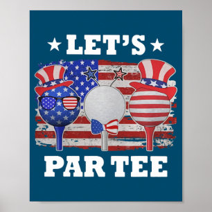 Póster Golf Lets Par American Flag Independence Golf 4th