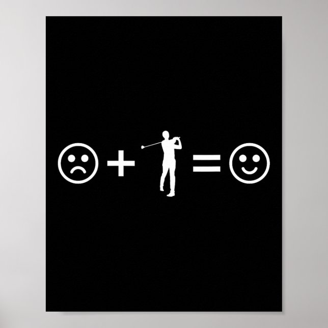 Póster Golf Lover Player Sad Happy Face Equation  (Frente)