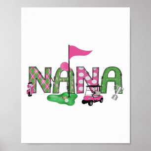 Póster Golf Nana Pink Hole In One Golf Primer Chica de Cu