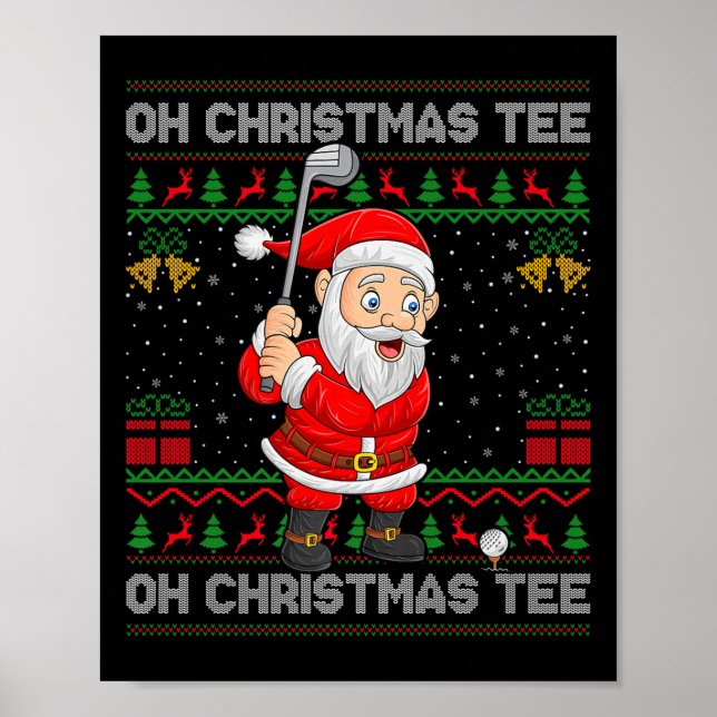 Póster Golf Oh Christmas Tee Santa Playing Golf Golfer Ug (Frente)