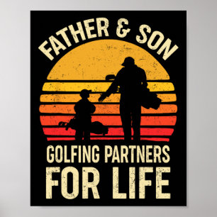 Póster Golf Padre e Hijo Golfista Coincidente Papá