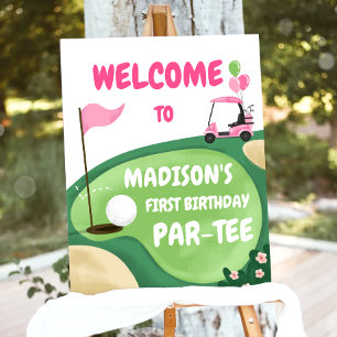Póster Golf Par-Tee Hole en un cumpleaños Chica