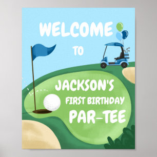 Póster Golf Par-Tee Hole en un niño Cumpleaños Bienvenida