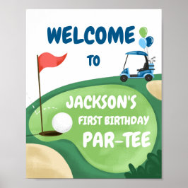 Póster Golf Par-Tee Hole en un niño Cumpleaños Bienvenida