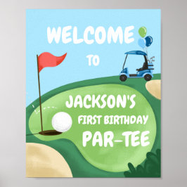 Póster Golf Par-Tee Hole en un niño Cumpleaños Bienvenida