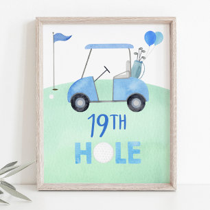 Póster Golf Primer cumpleaños Rótulo Par-tee 19th Hole