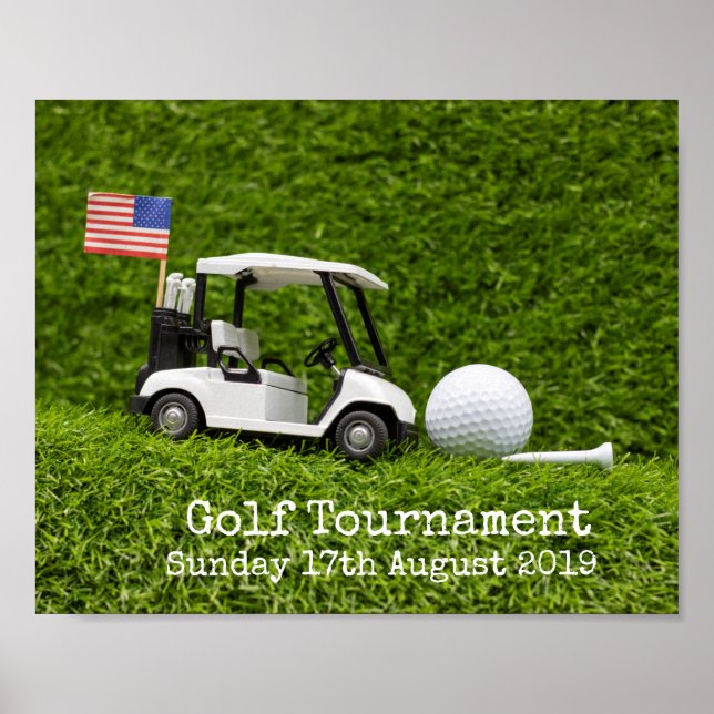 Póster Golf Save the date Golf Tournament with U.S.A.flag (Frente)