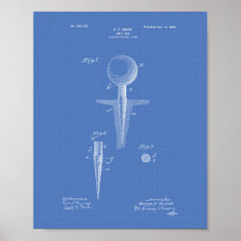 Póster Golf Tee 1899 Patent Art - Blueprint