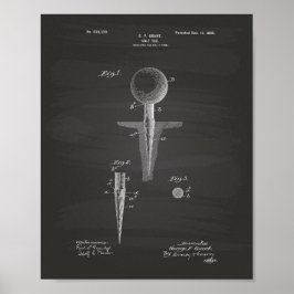 Póster Golf Tee 1899 Patent Art - Chalkboard