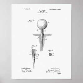 Póster Golf Tee 1899 Patent Art - Libro Blanco