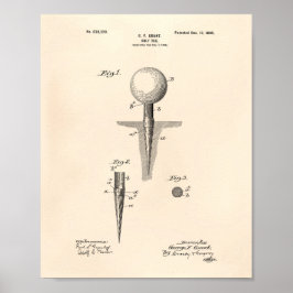 Póster Golf Tee 1899 Patent Art - Old Peper