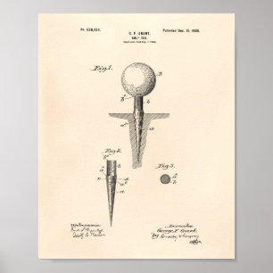 Póster Golf Tee 1899 Patent Art - Old Peper