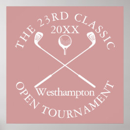 Póster Golf Tournament Classic Event Dusty Rose Pink Sign