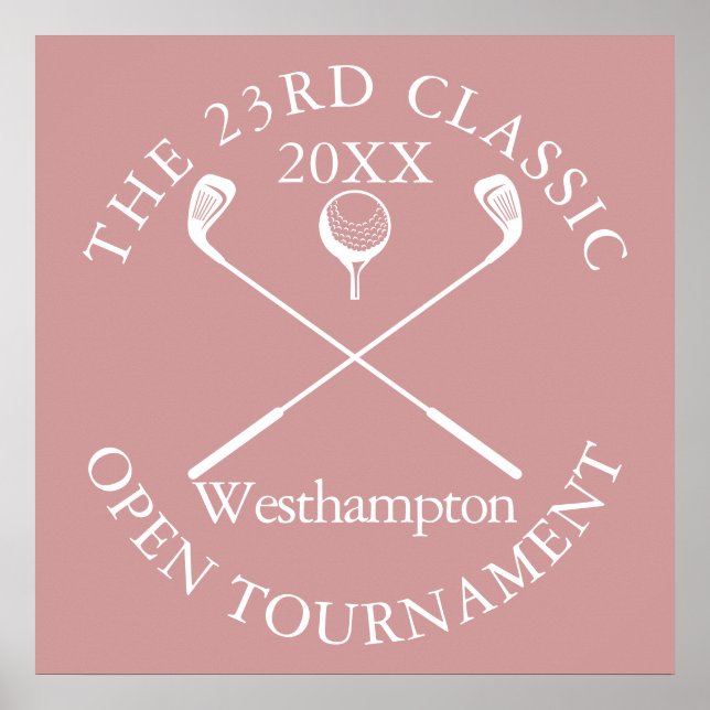 Póster Golf Tournament Classic Event Dusty Rose Pink Sign (Frente)