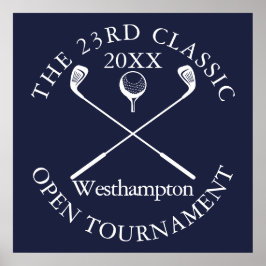 Póster Golf Tournament Classic Event Navy Blue Sign